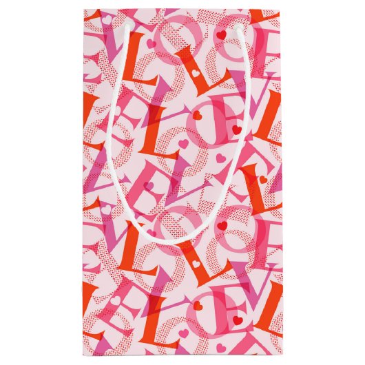 LOVE Typografie Pattern Valentijnsdag Klein Cadeauzakje (Achterkant)