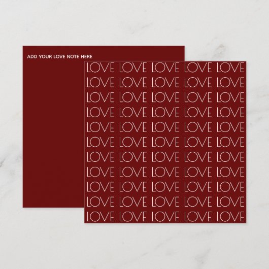 "Love" Typografie Rode Plein Valentijns Feestdagenkaart (Voorkant / Achterkant)