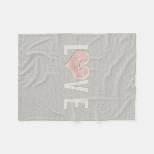 LOVE Typografie & Roze hart | Fleece Blanket (Voorkant (Horizontaal))
