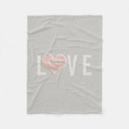 LOVE Typografie & Roze hart | Fleece Blanket Deken
