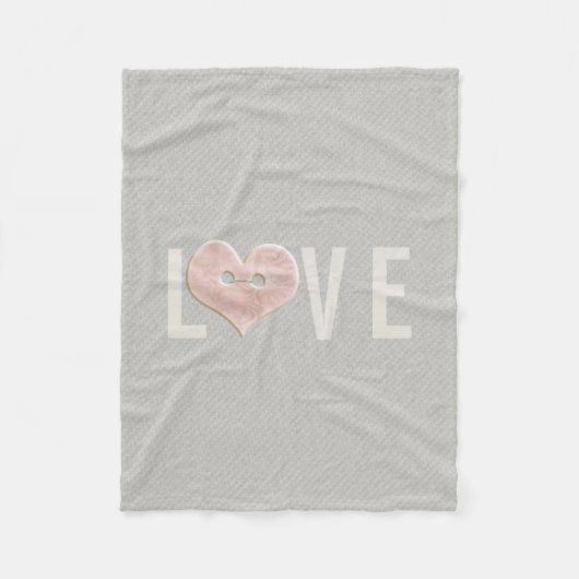 LOVE Typografie & Roze hart | Fleece Blanket Deken (Voorkant)