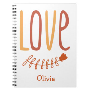 Love Typography Boho Design Colors Name Modern Notitieboek