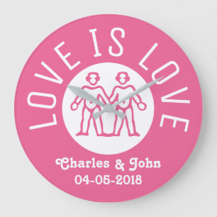 Love Typography Gay Pride LGBT Couple Pink Grote Klok
