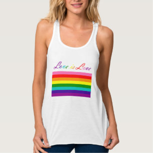 Love Typography Gay Pride LGBT Rainbow Flag Tanktop