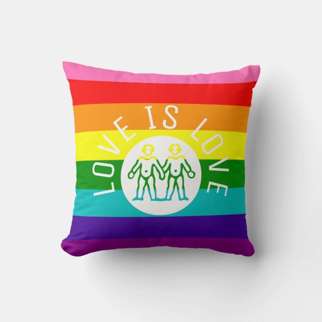 Love Typography Gay Pride LGBT Rainbow Kussen (Voorkant)