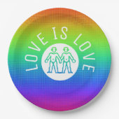 Love Typography Gay Pride LGBT Rainbow Papieren Bordje (Voorkant)