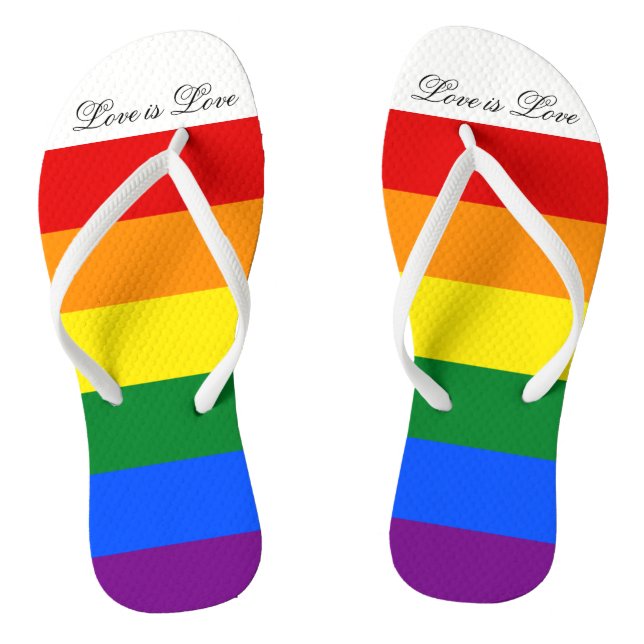 Love Typography Gay Pride LGBT Rainbow Teenslippers (Voetbed)