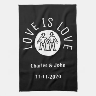 Love Typography Lesbian Gay Pride LGBT Black White Theedoek