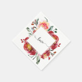 Love Typography over Red Floral Bouquet Servet (Hoek)