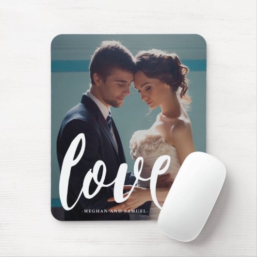 Love Typography Photo and Name Mousepad Muismat (Met muis)