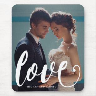 Love Typography Photo and Name Mousepad Muismat