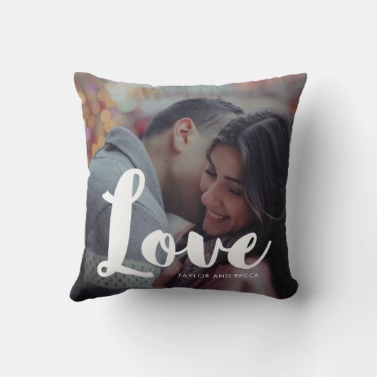 Love Typography Photo and Names Pillow Kussen (Achterkant)