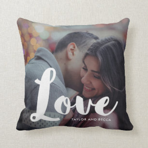 Love Typography Photo and Names Pillow Kussen