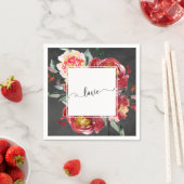 Love Typography Red Floral Bouquet, Chalkboard Servet (Insitu)