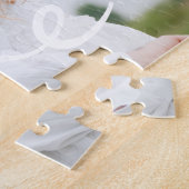 LOVE typography script custom wedding paar foto's Legpuzzel (Zijkant)