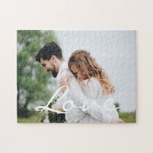LOVE typography script custom wedding paar foto's Legpuzzel