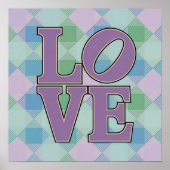 LOVE Typography Square Plaid Poster (Voorkant)