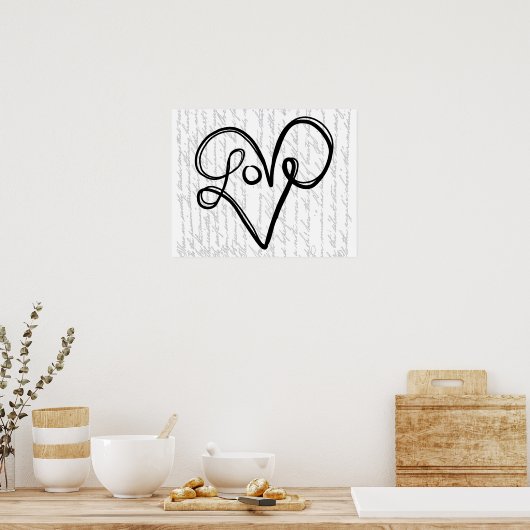 Love Typography Text Art Poster (Keuken)