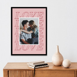Love Typography Valentijnsdag Poster - Roze