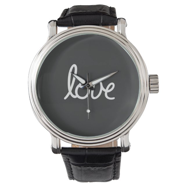 Love Typography Watch Horloge (Voorkant)