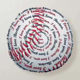 Love u Boston 02-Round Baseball Pillow Rond Kussen