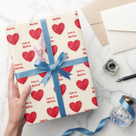 Love U, Custom Name Valentijnsdag Cadeaupapier