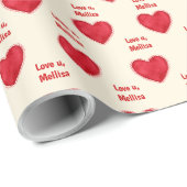 Love U, Custom Name Valentijnsdag Cadeaupapier (Rol Hoek)