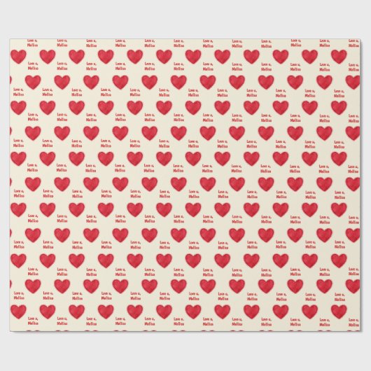 Love U, Custom Name Valentijnsdag Cadeaupapier (Vlak)