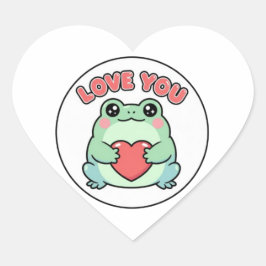 Love U Frog Sticker Schattige Hart Ogen Kikker Rom