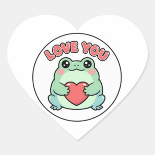 Love U Frog Sticker Schattige Hart Ogen Kikker Rom