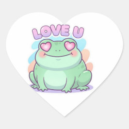 Love U Frog Sticker Schattige Hart Ogen Kikker Rom