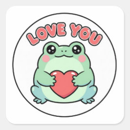 Love U Frog Sticker Schattige Hart Ogen Kikker Rom