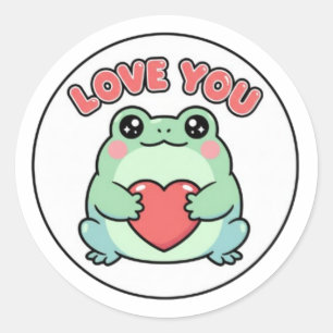 Love U Frog Sticker Schattige Hart Ogen Kikker Rom
