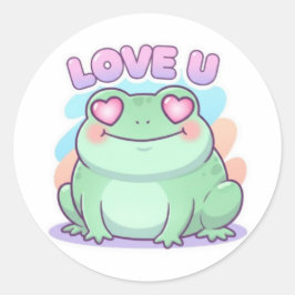 Love U Frog Sticker Schattige Hart Ogen Kikker Rom