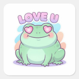 Love U Frog Sticker Schattige Hart Ogen Kikker Rom
