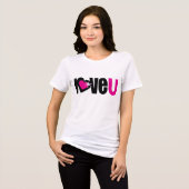Love U graphic hot roze en zwart Tri-Blend Shirt (Voorkant volledig)