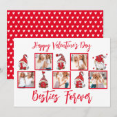 Love U Lettering Gnomen|BFF Five Photos Red Lijst Feestdagenkaart (Voorkant / Achterkant)