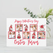 Love U Lettering Gnomen|BFF Five Photos Red Lijst Feestdagenkaart (Staand voorkant)