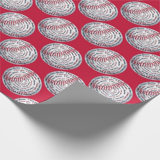 Love U Love Boston-Baseball Gift Wrap 06-Red Cadeaupapier (Hoek)