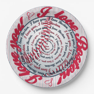 Love U, Love Boston-Baseball Paper Party Borden Papieren Bordje