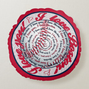 Love u Love Boston-Round Baseball Pillow Rond Kussen