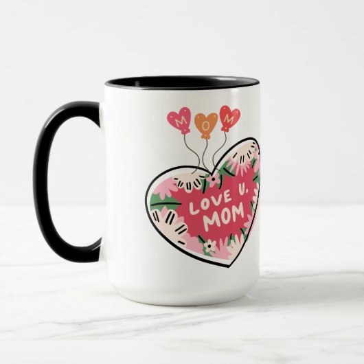 Love U. Mom: Floral Heart mug Mok (Links)