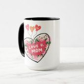 Love U. Mom: Floral Heart mug Mok (Voorkant links)