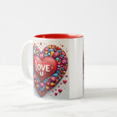 'Love U' mug Tweekleurige Koffiemok (Voorkant links)
