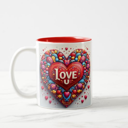 'Love U' mug Tweekleurige Koffiemok (Links)