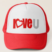 love u red and white text festival trucker pet (Voorkant)