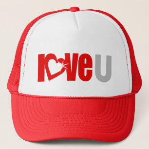 love u red and white text festival trucker pet