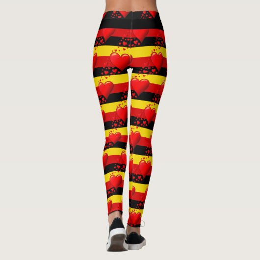 LOVE UGANDA Red Hearts RUN UW RACE Custom Leggings (Achterkant)