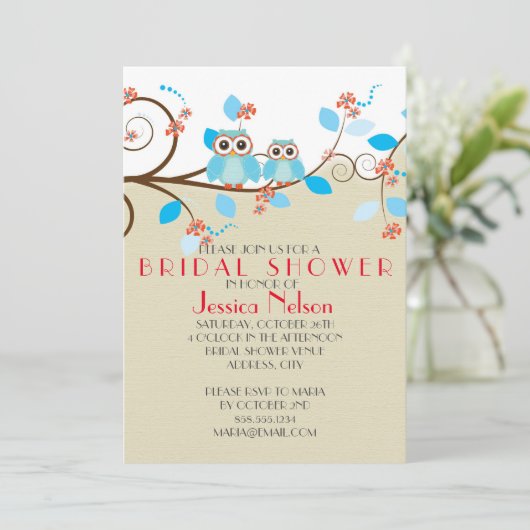 Love Uil takken Hout Damask Vrijgezellenfeest Kaart (Staand voorkant)