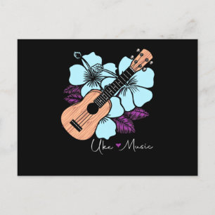 Love Ukulele Music Guitar Flowers Hawaii Briefkaart